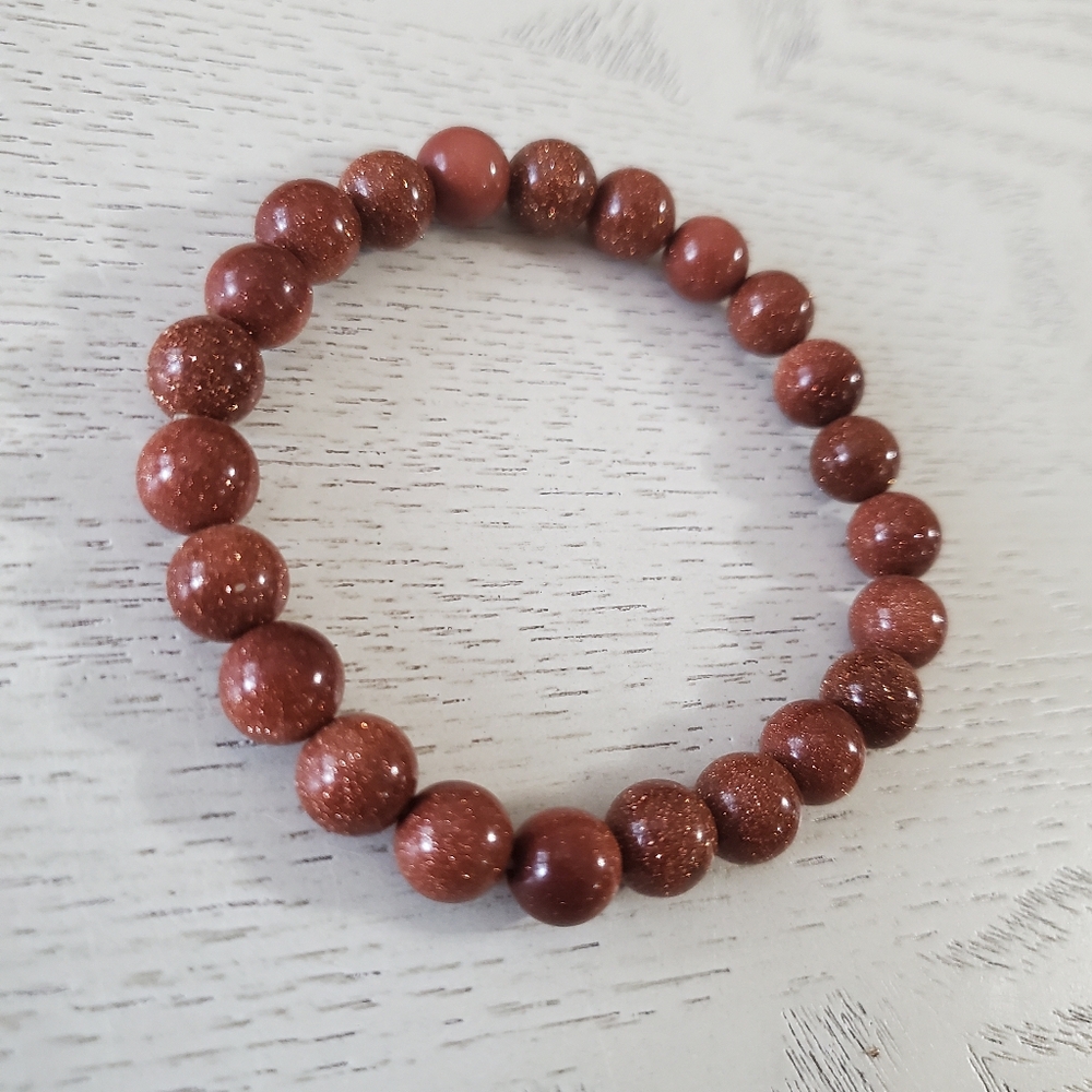 Gold Sandstone Beaded Bracelet Stretchy